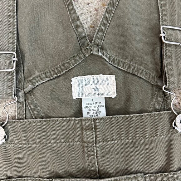 Y2K Vintage Olive Green Denim Overall Shorts Carpenter Baggy Size Large Women's - Picture 4 of 4